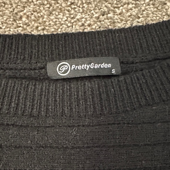 PrettyGarden Boat Neck Black Sweater - Picture 2 of 4